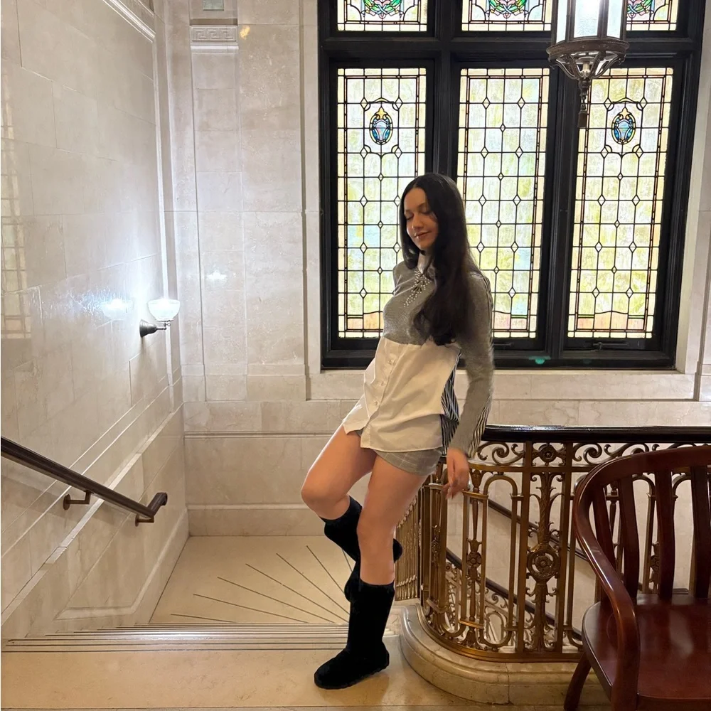 Collared Layered Sweater blouse Top - Picture 10 of 10